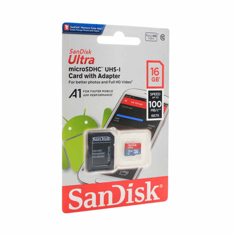 Mem. Kartica SanDisk SDHC 16GB Ultra Micro 100MB/s Class 10 sa adapterom CN
