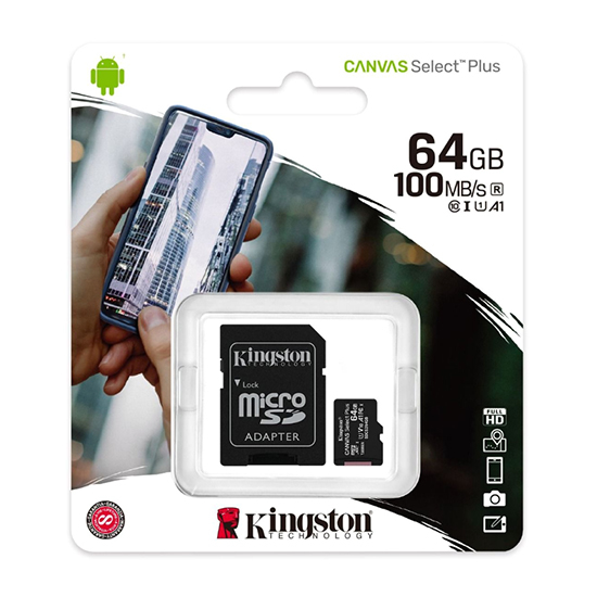 Memorijska kartica Kingston Select Plus Micro SD 64GB Class 10 UHS U1 100MB/s + SD adapter