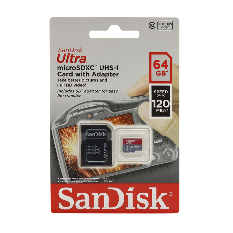 Memorijska kartica SanDisk SDHC 64GB Ultra Micro 120MB/s Class 10 sa adapterom