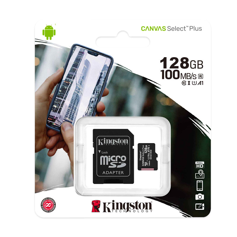Memorijska kartica Kingston Select Plus Micro SD 128GB Class 10 UHS U1 100MB/s sa adapterom