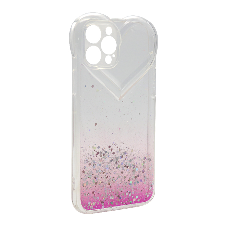 Futrola Sparkly Heart za iPhone 12 Pro Max (6.7) pink