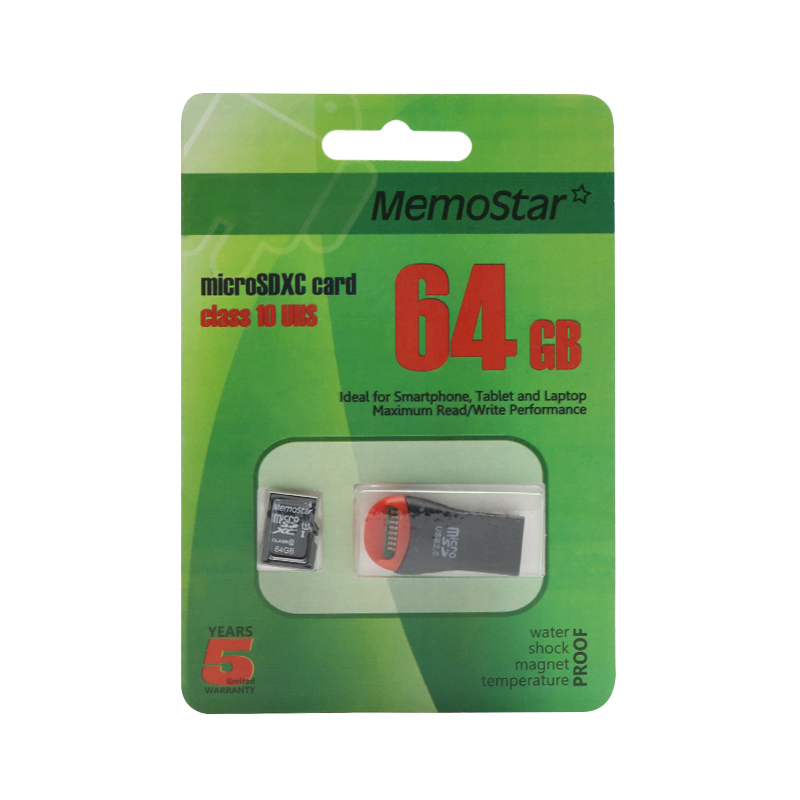 Memorijska kartica MemoStar Micro SD 64GB UHS-1 Class 10 + USB citac