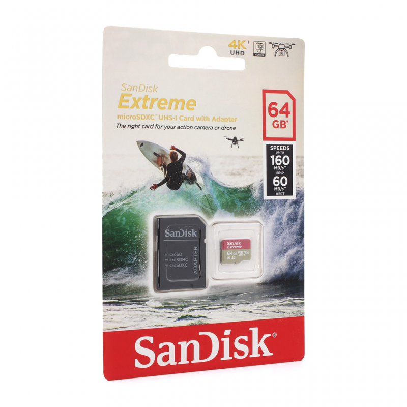Mem. Kartica SanDisk SanDisk SDXC 64GB Extreme micro SD Adapter 160MB/s A2 za GOPRO