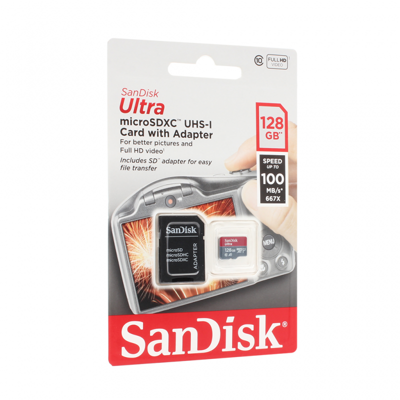Mem. Kartica SanDisk SDHC 128GB Ultra Mic.120MB/s A1Class10 UHS-I +Adap.