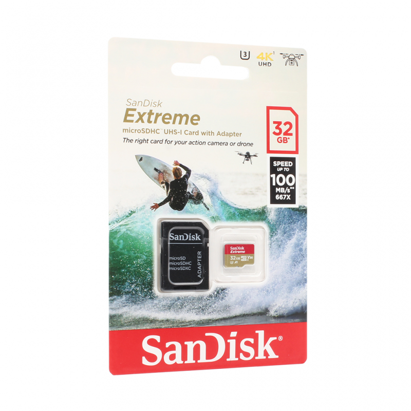 Mem. Kartica SanDisk SDHC 32GB Extreme micro 100MB/s V30 UHS-I U3+ SD adaperom