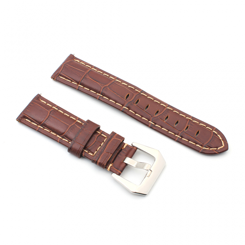 Narukvica elegant relief kozna za smart watch 22mm tamno braon
