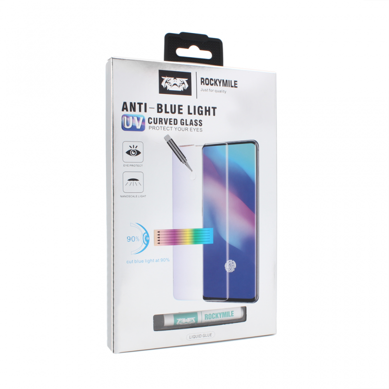 Tempered glass Rockymile UV Anti Blue Full Glue + Lampa za Samsung G955 S8 Plus