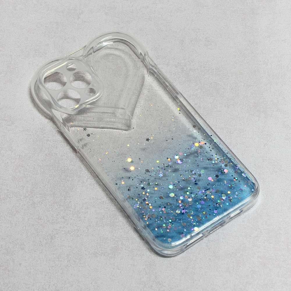 Maska(futrola) Heart Glitter za iPhone 12 Pro Max 6.7 plava