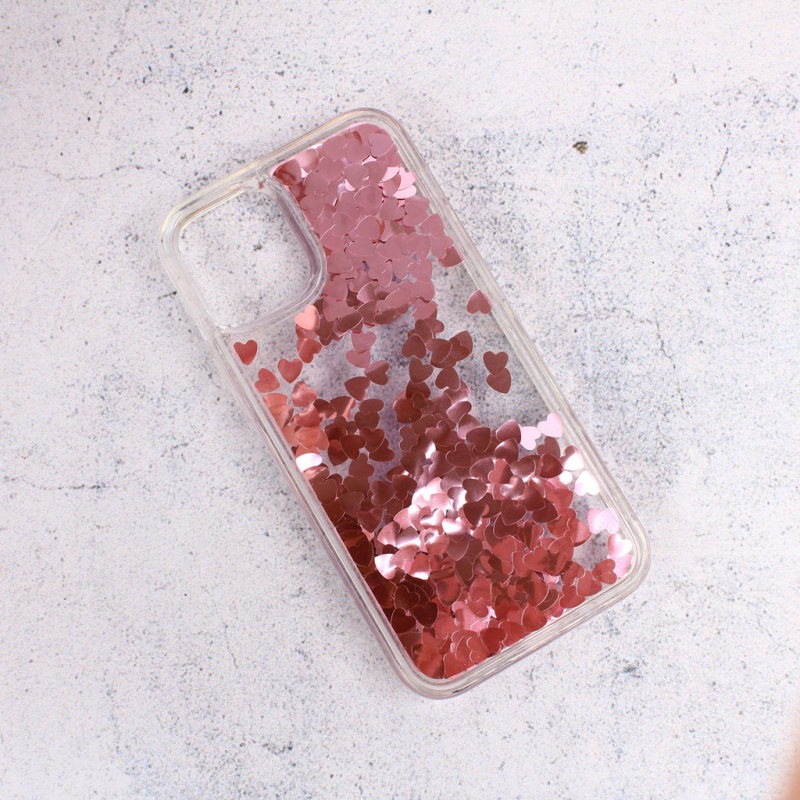 Maska(futrola) Liquid Heart za iPhone 12 Mini 5.4 roze