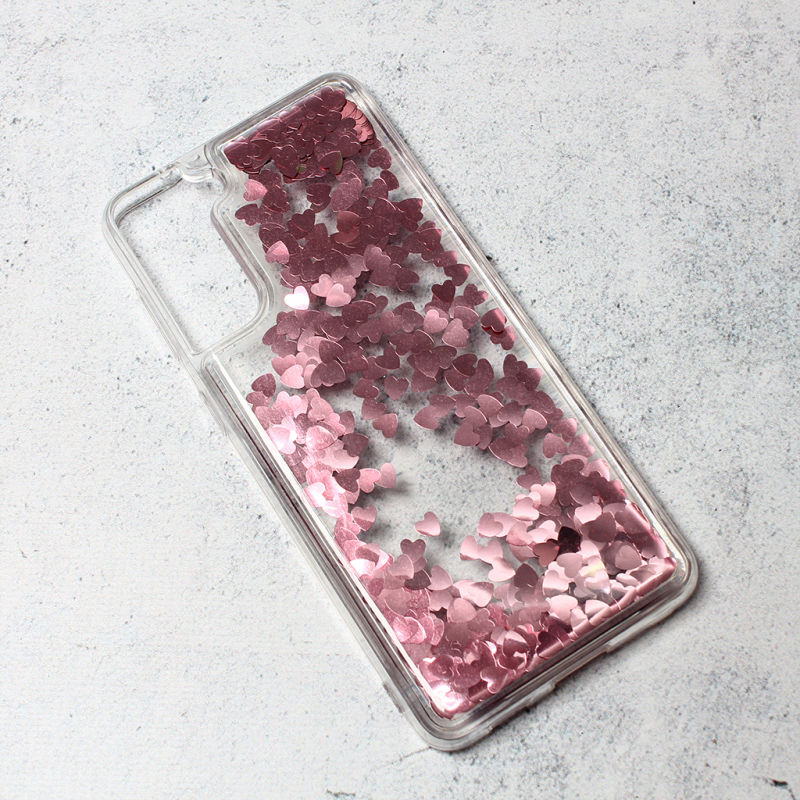 Maska(futrola) Liquid Heart za Samsung G996B Galaxy S21 Plus roze