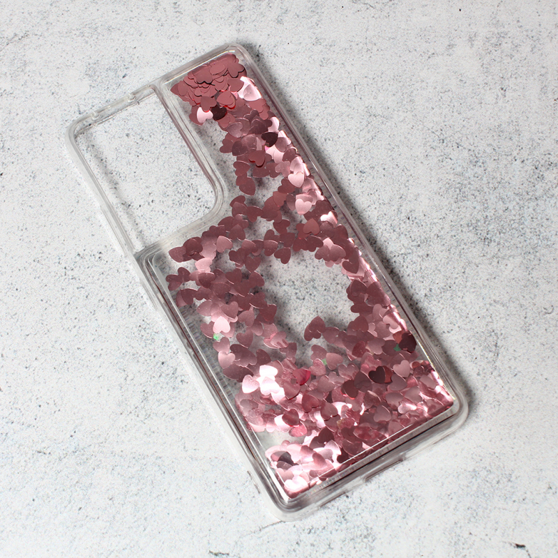 Maska(futrola) Liquid Heart za Samsung G998B Galaxy S21 Ultra roze