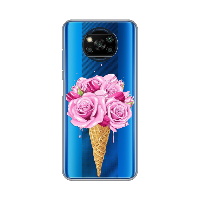 Maska(futrola) Silikonska Print Skin za Xiaomi Poco X3 NFC Rose Cone