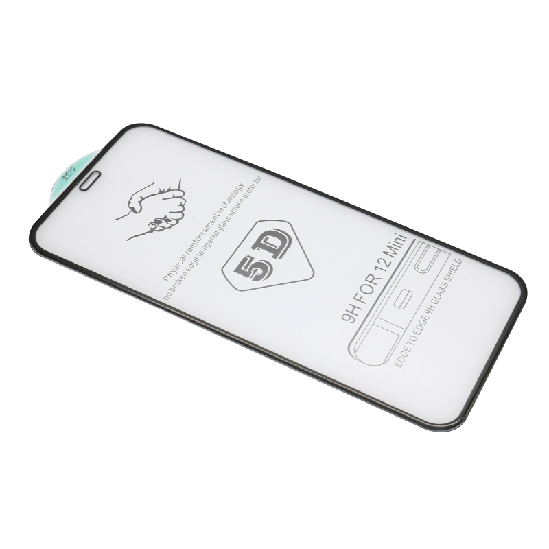 Folija za zastitu ekrana GLASS 5D za Iphone 12 Mini (5.4) crna