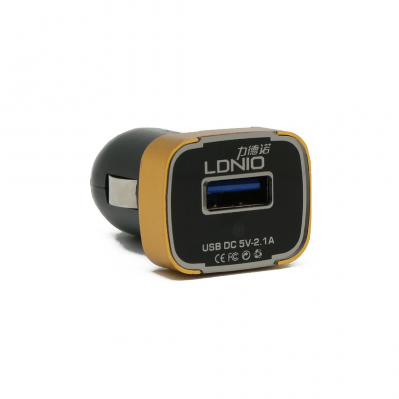 Auto punjac LDNIO DL-C22 dual USB 2.1A sa iPhone lightning kablom beli