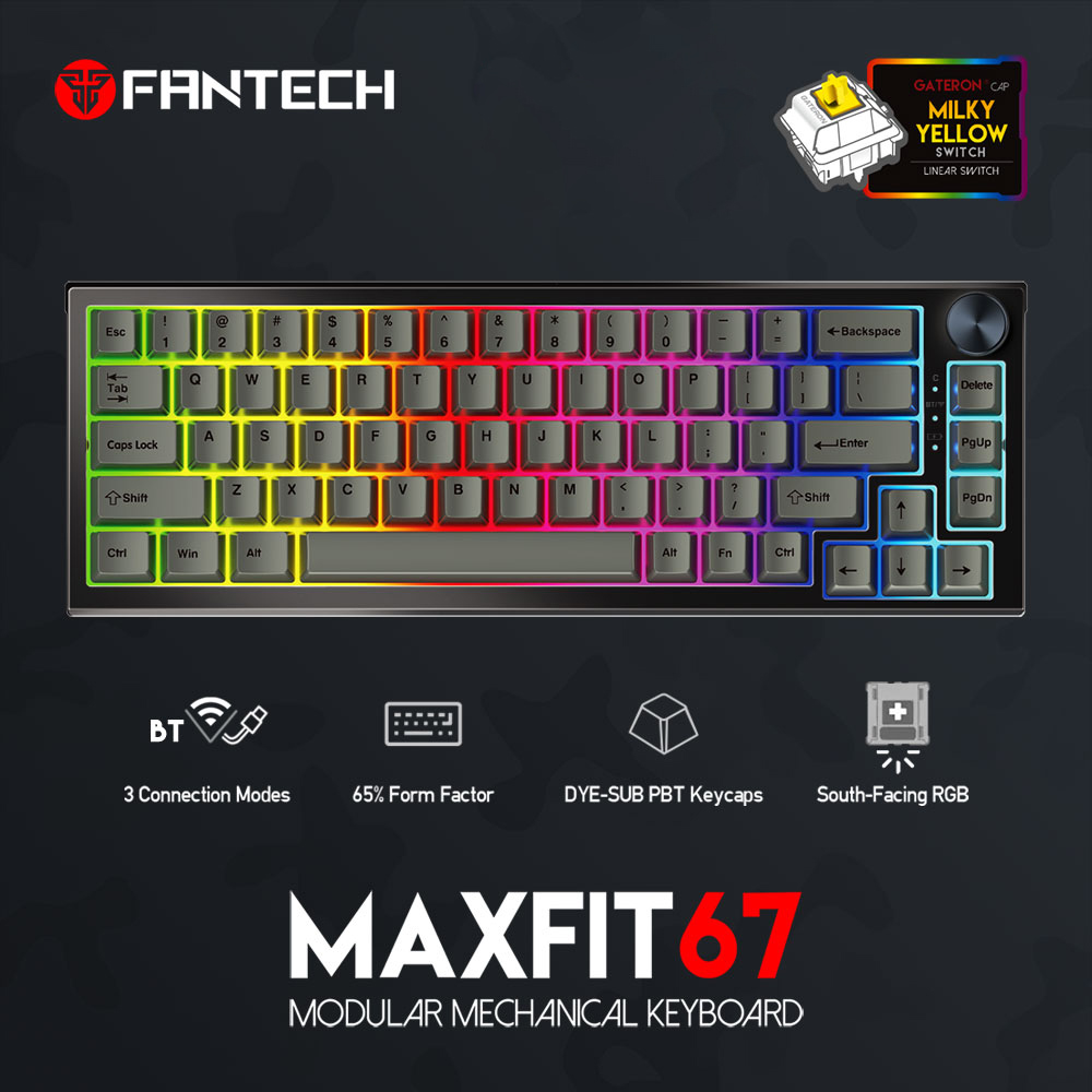 Tastatura Mehanicka Gaming Fantech MK858 RGB Maxfit67 crna (yellow switch)