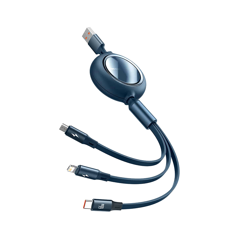 USB data kabal BASEUS Mirror 3in1 micro/Iphone lightning/Type C 3.5A 1.2m plavi