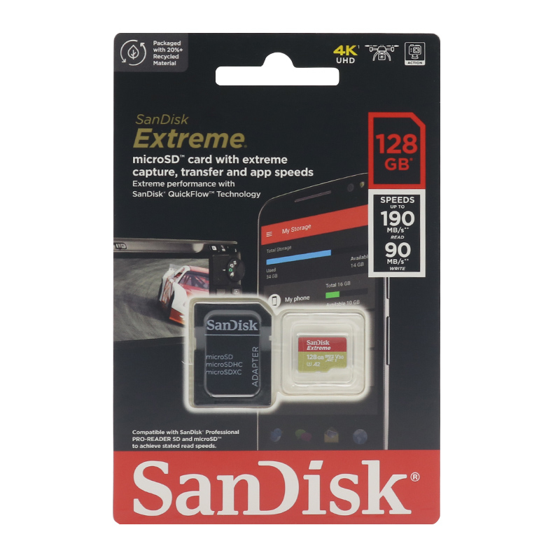 SanDisk SDXC 128GB Extreme micro Pro Deluxe 190MB/s A2 C10 V30 UHS-I U3 ...