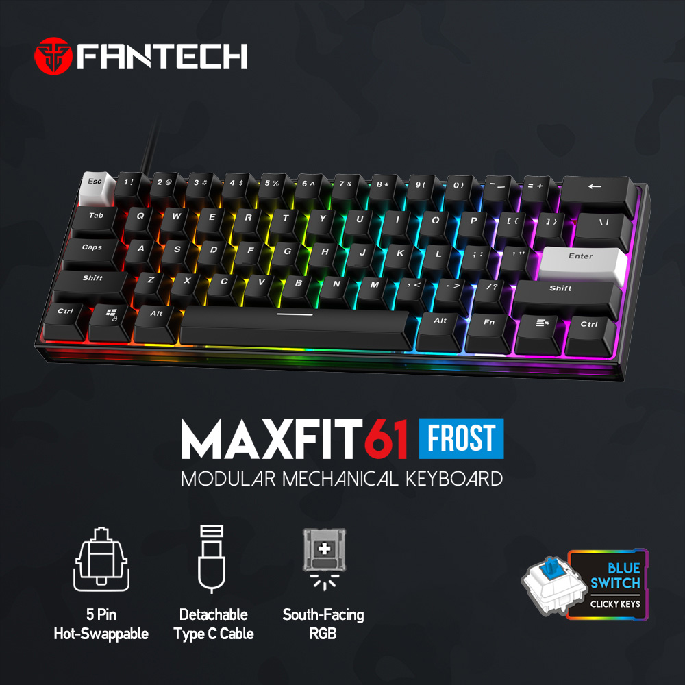 Tastatura Mehanicka Gaming Fantech MK857 RGB Maxfit61 FROST crna (Blue switch)