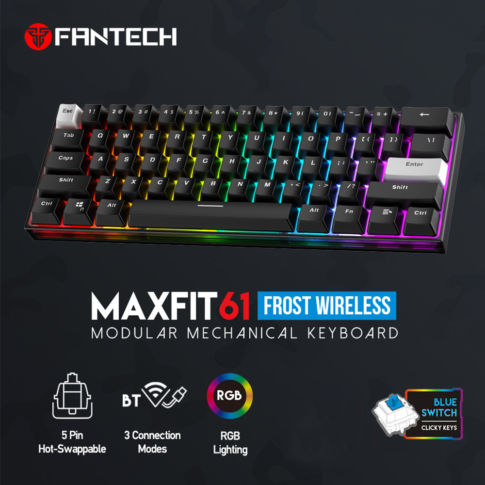 Tastatura Mehanicka Gaming Fantech MK857 RGB Maxfit61 FROST Wireless crna (Blue switch)