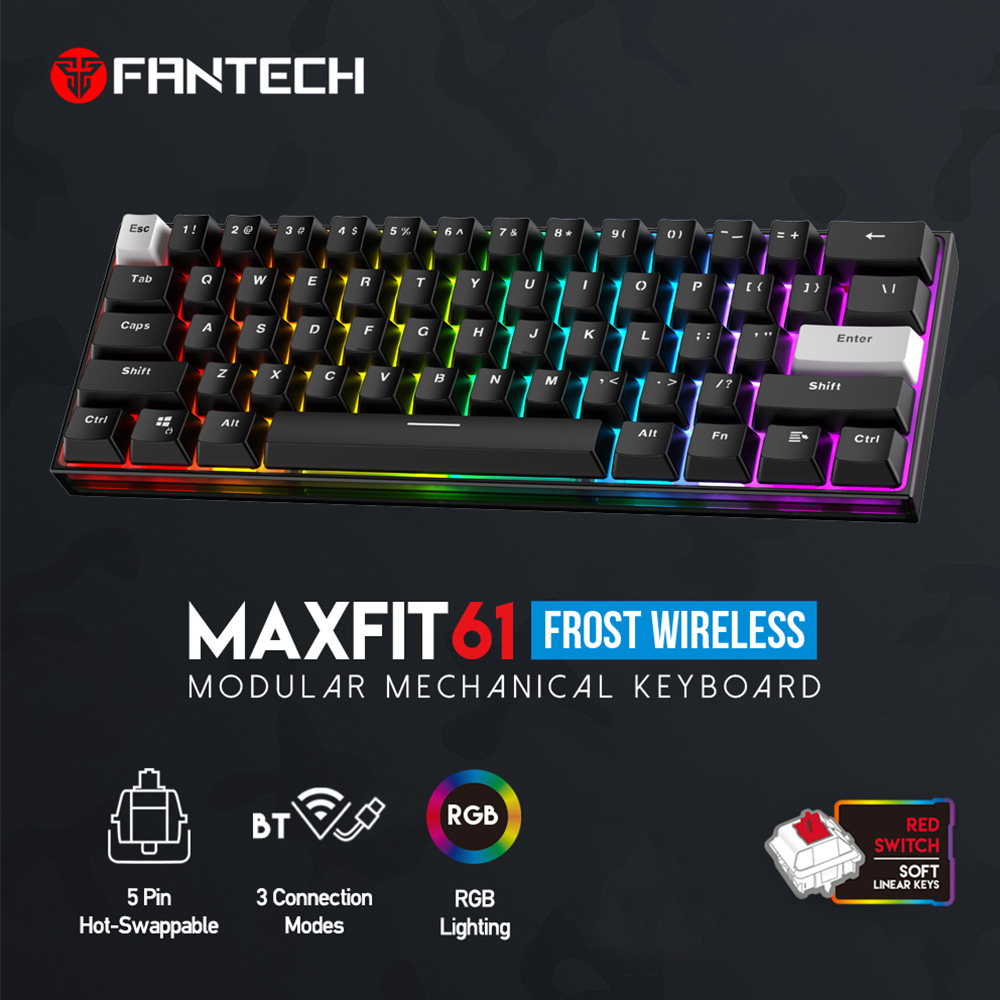 Tastatura Mehanicka Gaming Fantech MK857 RGB Maxfit61 FROST Wireless crna (Red switch)