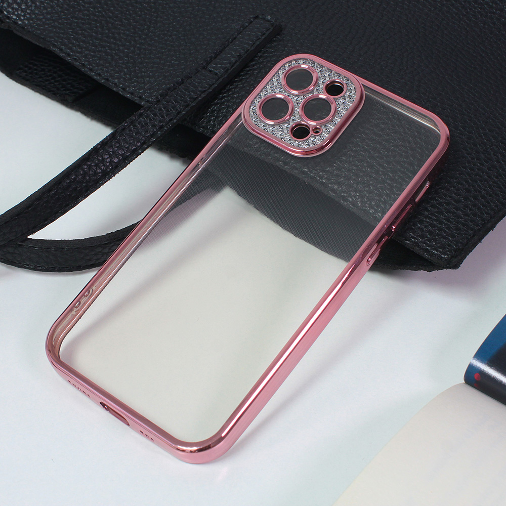 Maska(futrola) Silikon Camera Diamond iPhone 12 Pro 6.1 roze