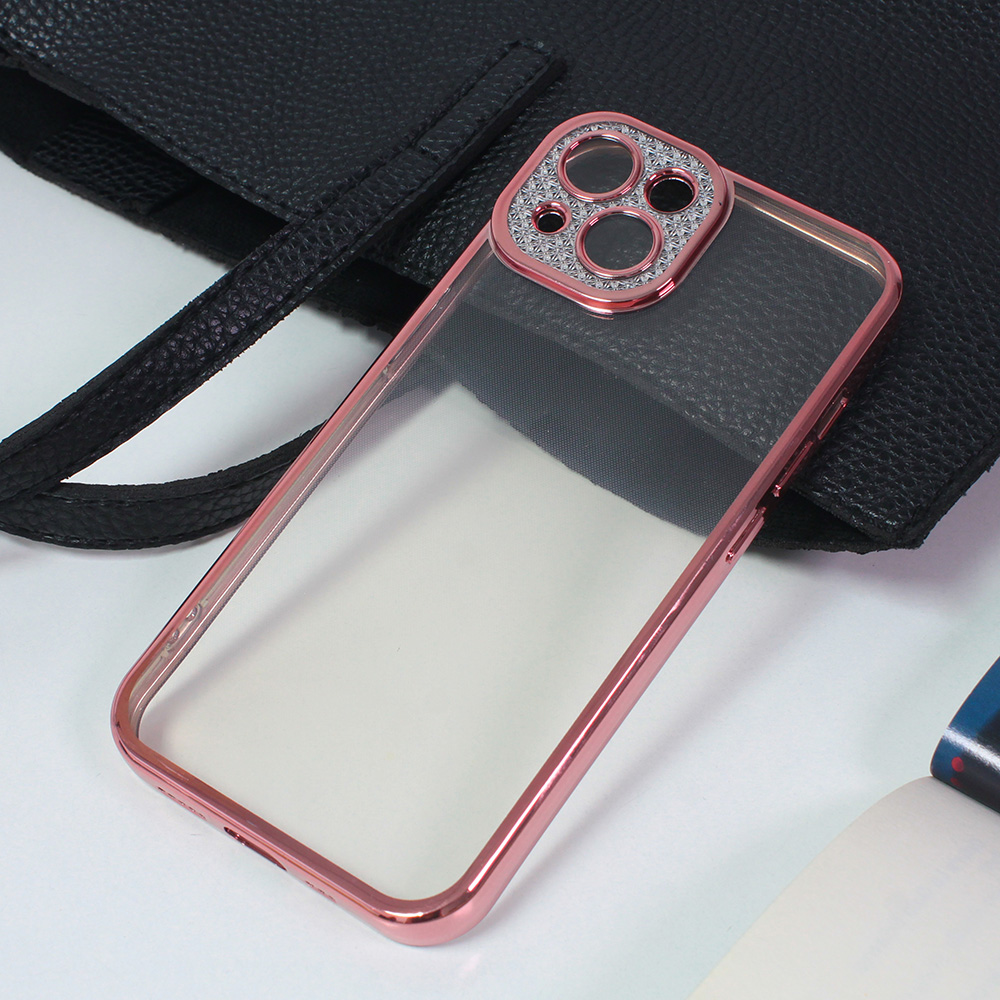 Maska(futrola) Silikon Camera Diamond iPhone 13 6.1 roze