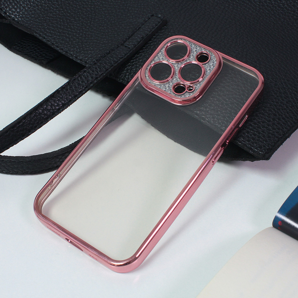 Maska(futrola) Silikon Camera Diamond iPhone 13 Pro 6.1 roze