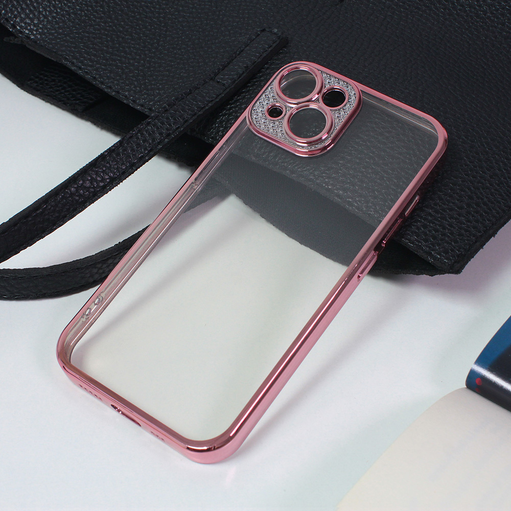 Maska(futrola) Silikon Camera Diamond iPhone 14 Plus 6.7 roze