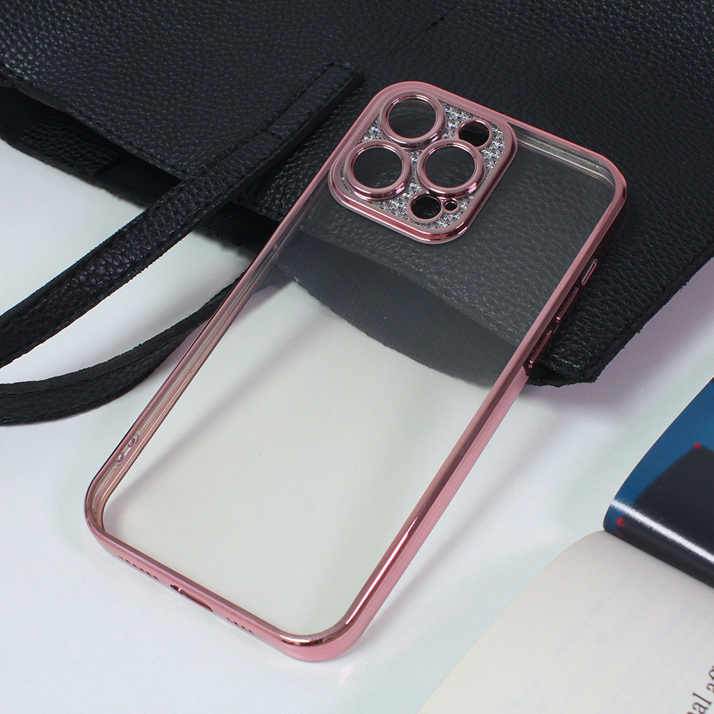 Maska(futrola) Silikon Camera Diamond iPhone 14 Pro Max 6.7 roze