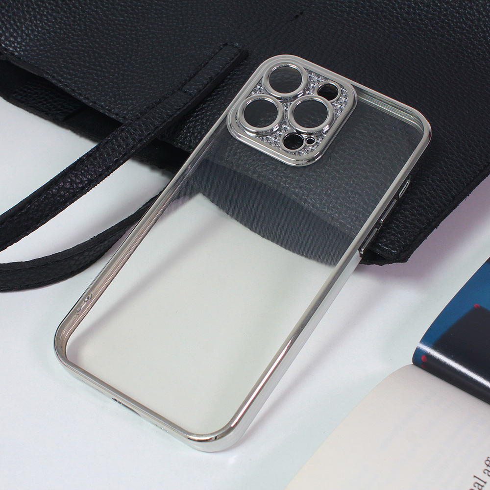 Maska(futrola) Silikon Camera Diamond iPhone 14 Pro Max 6.7 srebrna
