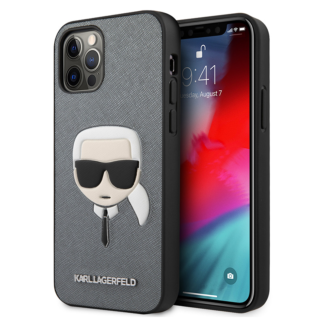 Maska(futrola) Karl Lagerfeld Hc PU Saffiano Head za iPhone 12/12 Pro 6.1 srebrna (KLHCP12MSAKHSL)