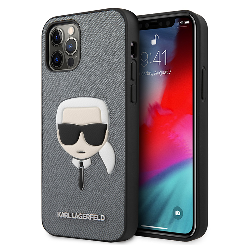 Maska(futrola) Karl Lagerfeld Hc PU Saffiano Head za iPhone 12 Pro Max 6.7 srebrna (KLHCP12LSAKHSL)