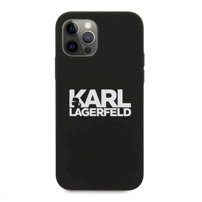 Maska(futrola) Karl Lagerfeld Hc Silikone Stack Logo za iPhone 12 Pro Max 6.7 crna (KLHCP12LSLKLRBK)