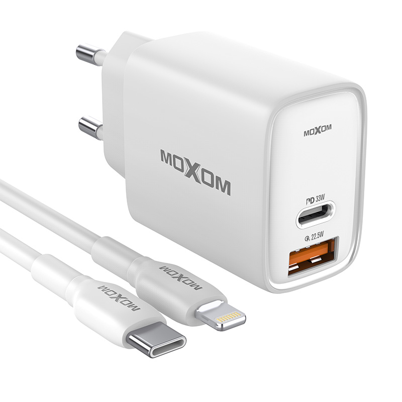 Kucni punjac Moxom MX-HC91 PD+USB 33W Type-C na lightning beli