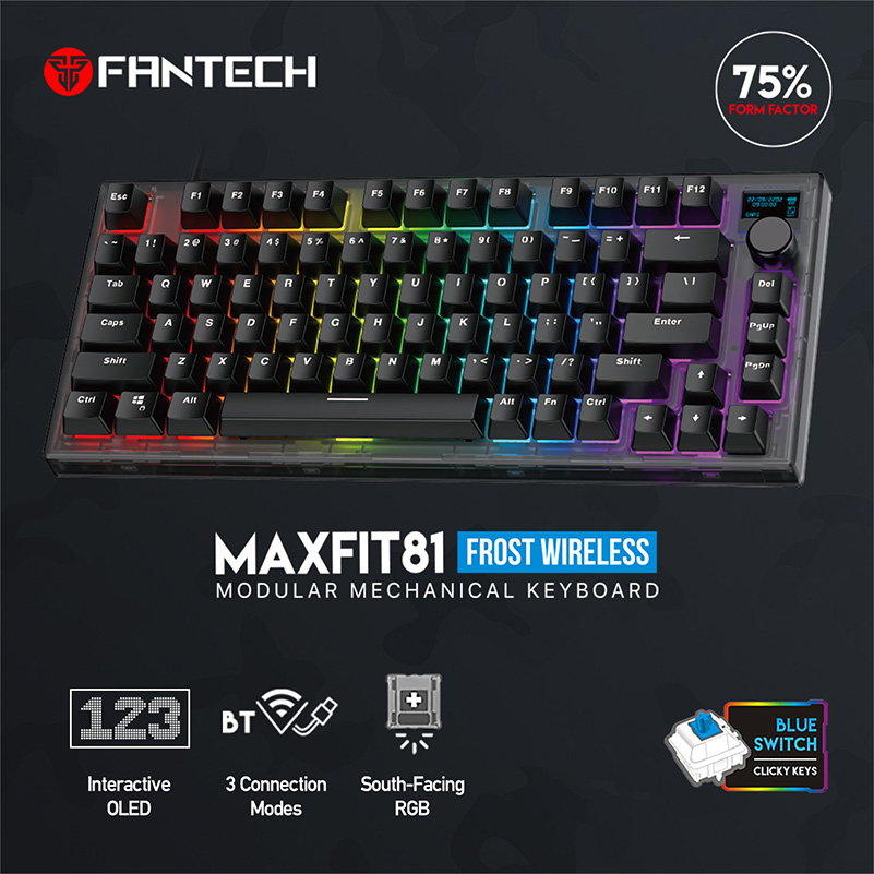 Tastatura Mehanicka Gaming Fantech MK910 RGB ABS Maxfit81 Frost Wireless crna (blue switch)