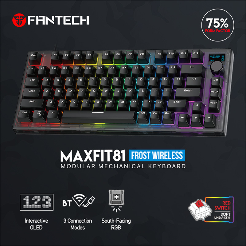 Tastatura Mehanicka Gaming Fantech MK910 RGB ABS Maxfit81 Frost Wireless crna (red switch)