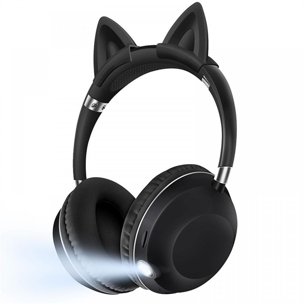 Bluetooth slusalice Cat Ear crne