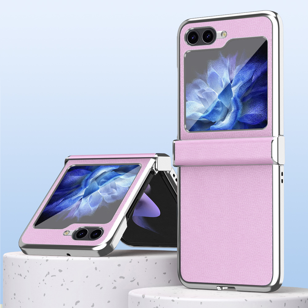 Maska(futrola) Color Plating Leather za Samsung F731B Galaxy Z Flip 5 5G svetlo roza