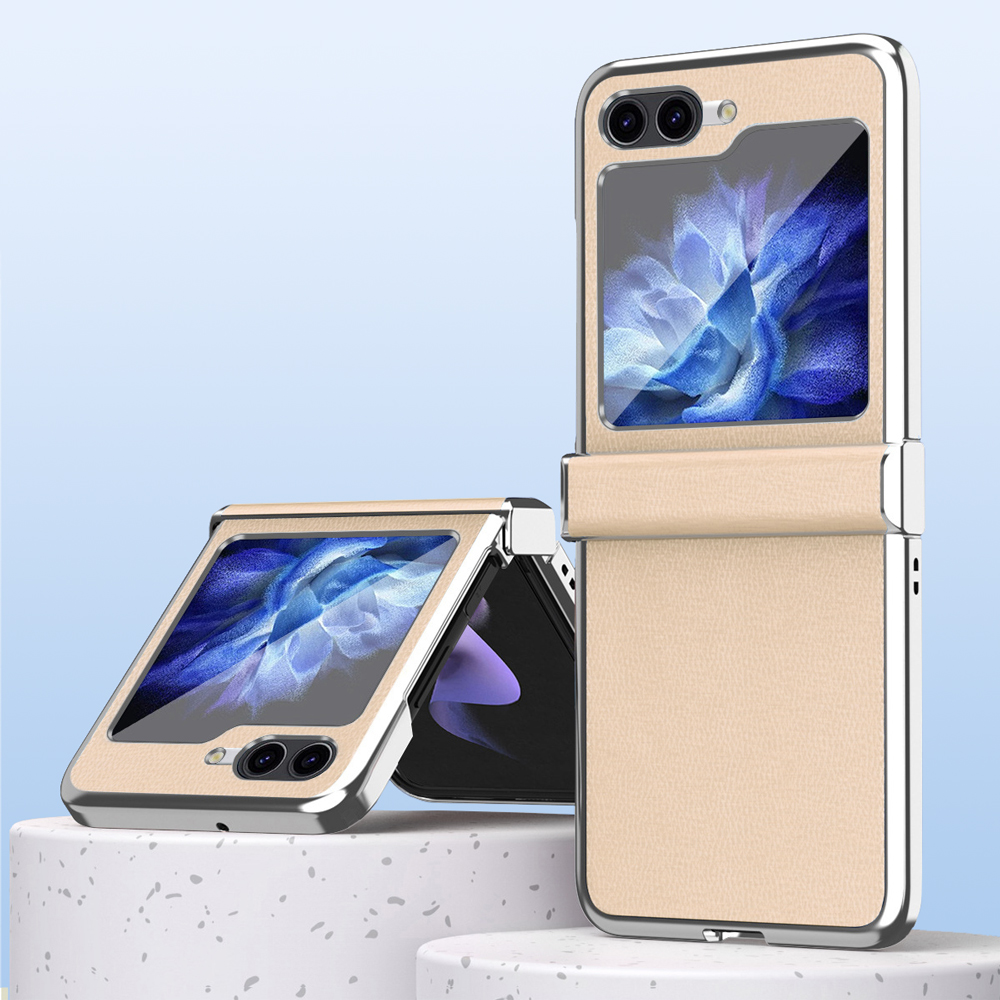 Maska(futrola) Color Plating Leather za Samsung F731B Galaxy Z Flip 5 5G zlatna