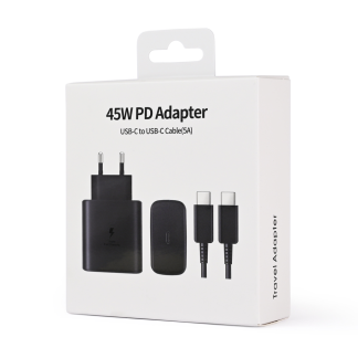 Kucni punjac PD Fast charger 45W za Samsung sa PD Type C kablom CE crni