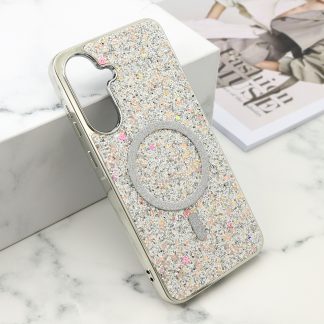 Futrole GLAM GLOW MagSafe za Samsung A566B Galaxy A56 5G srebrna