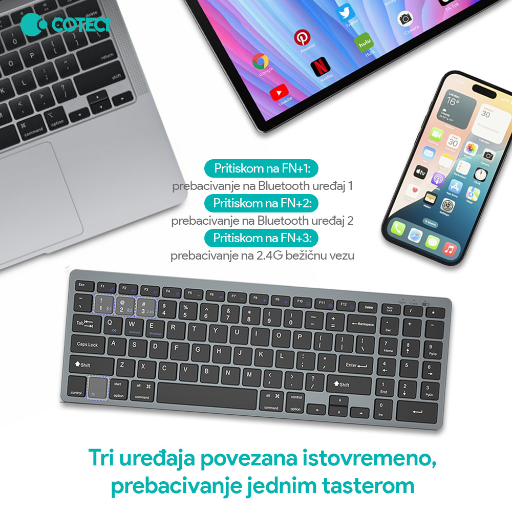Tastatura Coteci 84007 siva - Mob-Shop