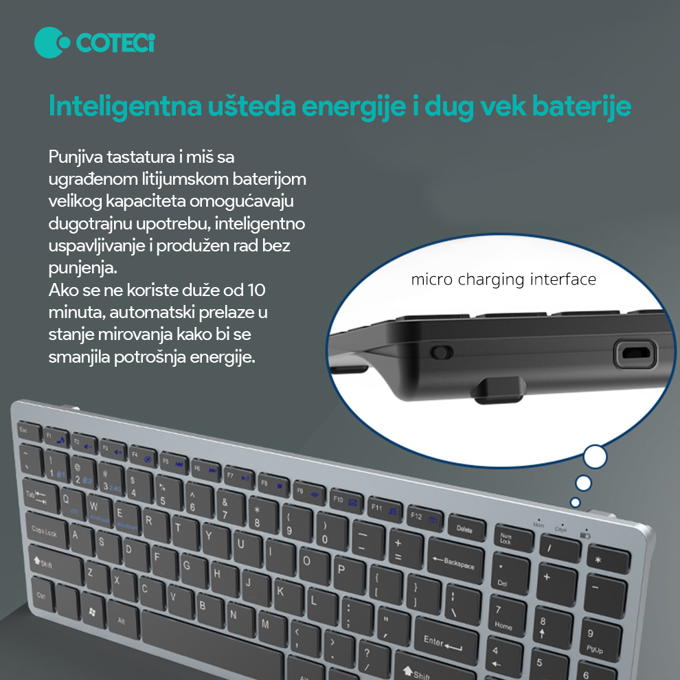 Tastatura Coteci 84007 siva - Mob-Shop