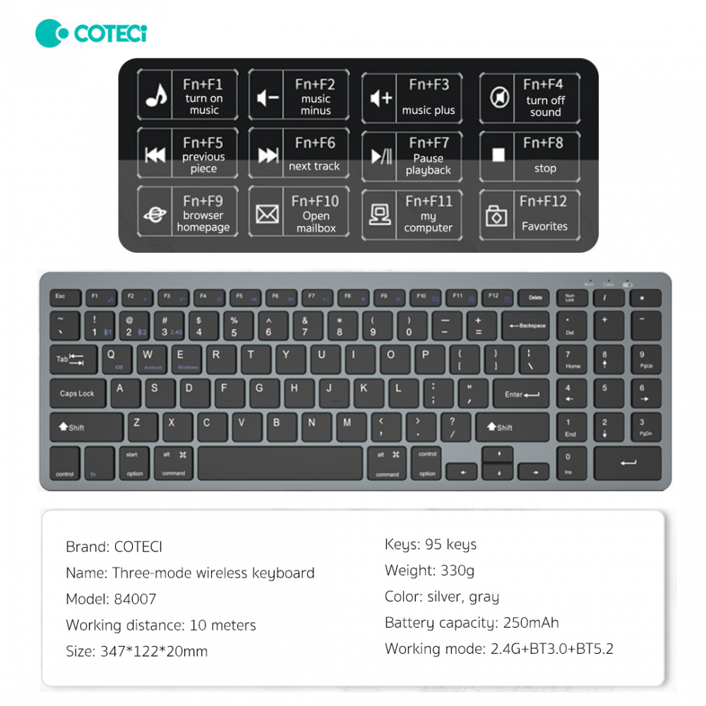 Tastatura Coteci 84007 siva - Mob-Shop